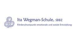 Das Bild zeigt das Logo der Ita Wegman-Schule, SBBZ, mit spiralförmigem Muster und dem Schriftzug "Förderschwerpunkt emotionale und soziale Entwicklung".