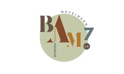 Das Logo zeigt ein kreisförmiges Design mit den Worten "Bewegen Angehen Metzingen e.V." und den Buchstaben "BAM7" in verschiedenen Brauntönen.