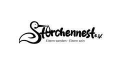 Das Bild zeigt ein Logo mit einem stilisierten Storch und dem Schriftzug "Storchennest e.V." sowie dem Slogan "Eltern werden - Eltern sein".